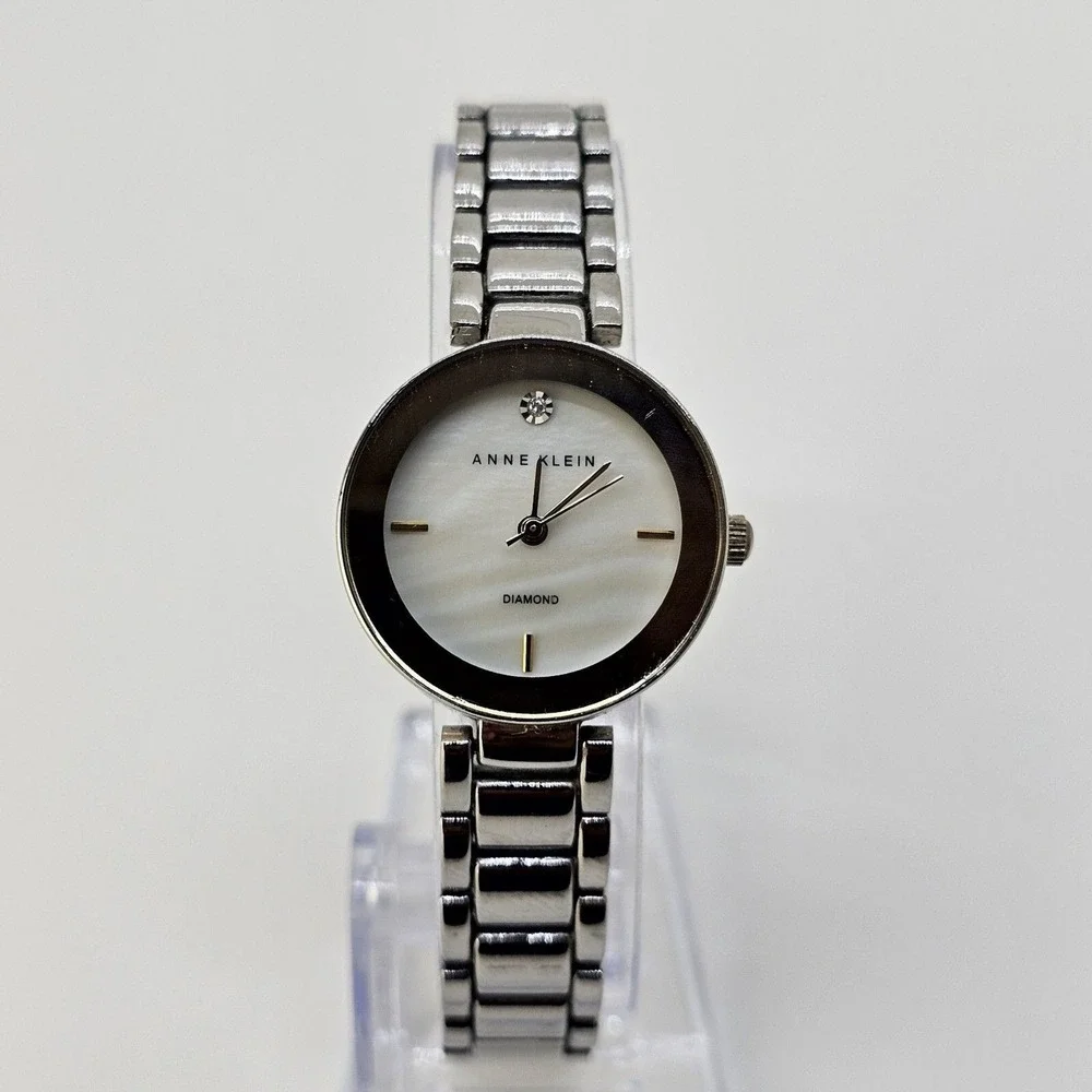 Anne Klein Diamond Women's 26MM White Dial Gray‎ Tone Bracelet 7